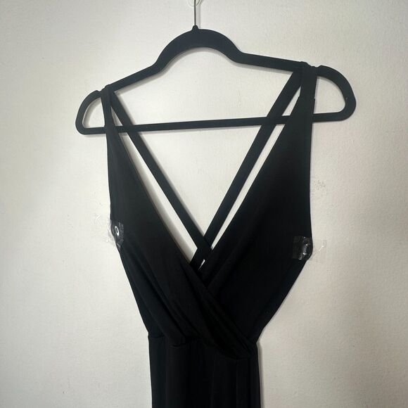 Reformation Sexy Black Vienna Maxi Deep-V Front Criss Cross Back High Slit XS - Picture 4 of 13